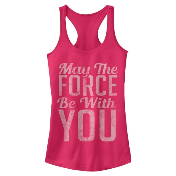 Junior's Star Wars Force With You Mantra Racerback Tank Top Dark Pink X Large