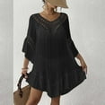thumbnail image 3 of Women's Crochet Beach Bikini Cover Up Dress Sexy Backless V Neck With Fringe Detail Floral Patchwork Vacation Dress Swimsuit Cover Ups Bathing Suit Cover up Women plus Size Womens Pool Cover up Long, 3 of 5