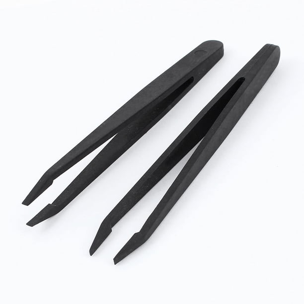 Herramienta de precisión para manualidades, pinzas antiestáticas de plástico negro con punta de 2.6 mm, 2 piezas