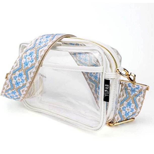 Bolsa bandolera transparente bandolera de PVC con correa ancha tejida para ir de compras (Blanco) Likrtyny Para Estrenar