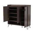 thumbnail image 3 of Baxton Studio Baldor Modern and Contemporary Dark Brown Finished Wood 3-Door Shoe Cabinet, 3 of 7