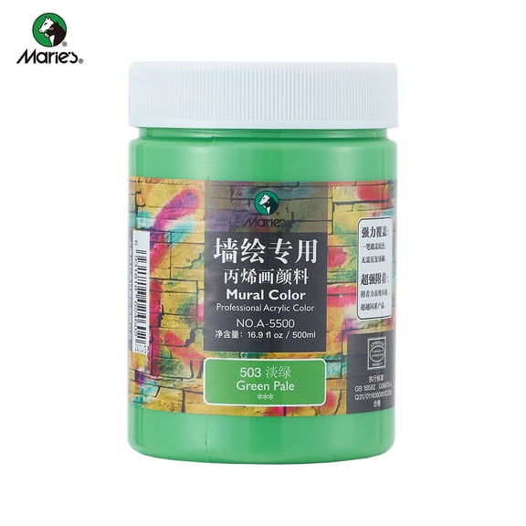 Professional Acrylic Paint 500ml (16.9Fl Oz Bottles)-Green Pale,Non Toxic Acrylic Paint No Fading Rich Pigment for Adults Artists Canvas Crafts Wood Painting,Large Surface Coverage