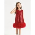 thumbnail image 5 of lsirc Toddler Girls Sequin Dress A-Line Sparkly Sleeveless Wedding Gown Party Dresses for Girls, Red, 8-9 Years, 5 of 6
