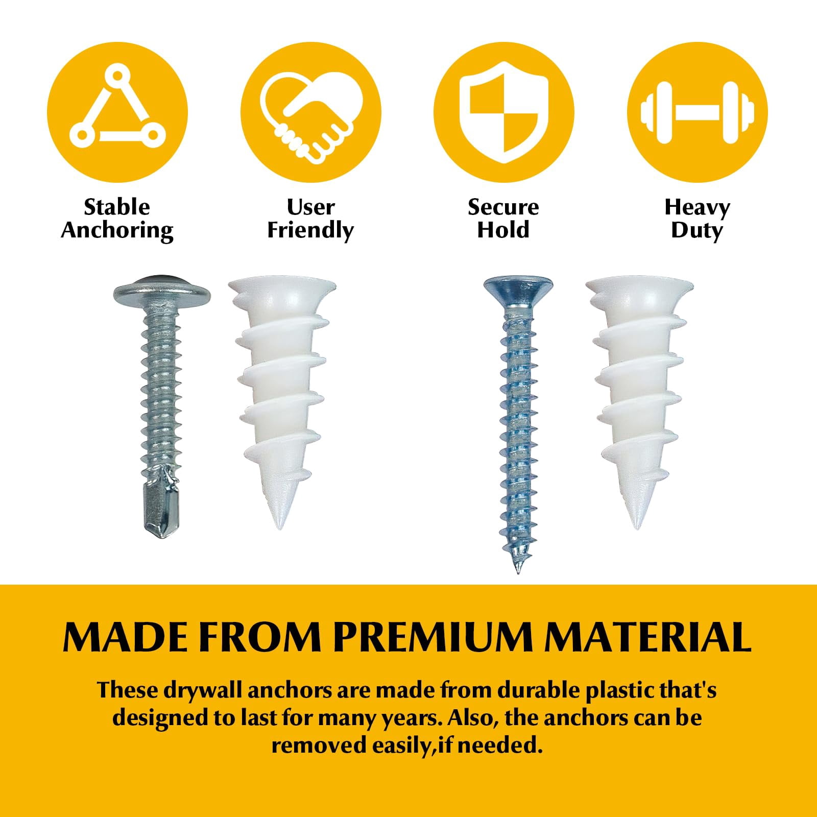 244Pcs Self Tapping Screws Drywall Anchors and Sheet Metal Screw Assortment,2 Size Kit for Installing Drywall, Wood,Metal Sheet Materials