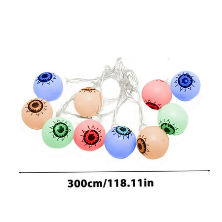 EUDIDV Haunted House Lights Halloween Ghost Eye LED String Light Battery Box Courtyard Party Horror Ghost House Decoration Ghost Eye Light String Halloween Decorative Lights