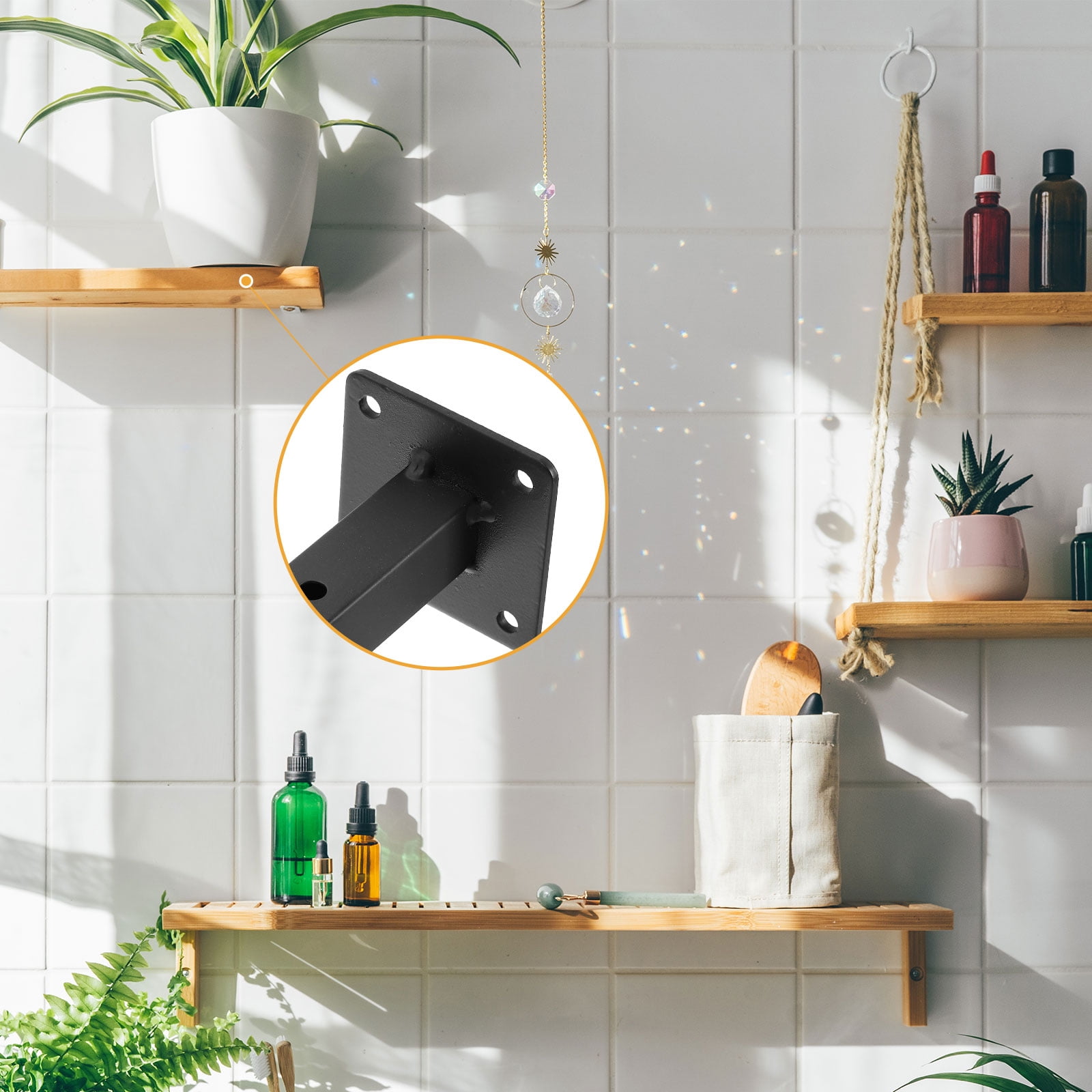 Uxcell Floating Shelf Bracket,4Pack 12 Inch Iron Hidden Wall Mounted Shelf Supports with Screws and Expansion Tube