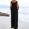 thumbnail image 3 of Combinaison Décontractée pour Femmes Jambes Larges avec Poche Bretelles Boutons Ample Longue Combinaison Plissée Robe Maxi, 3 of 8