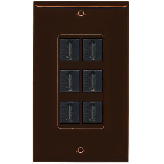 RiteAV - 6 Port HDMI 2.0 Decorative Wall Plate (Brown)