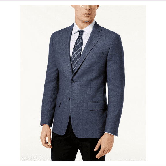 Calvin Klein Men's Slim-Fit Blue Sport Coat, Size 44Long, MSRP $350