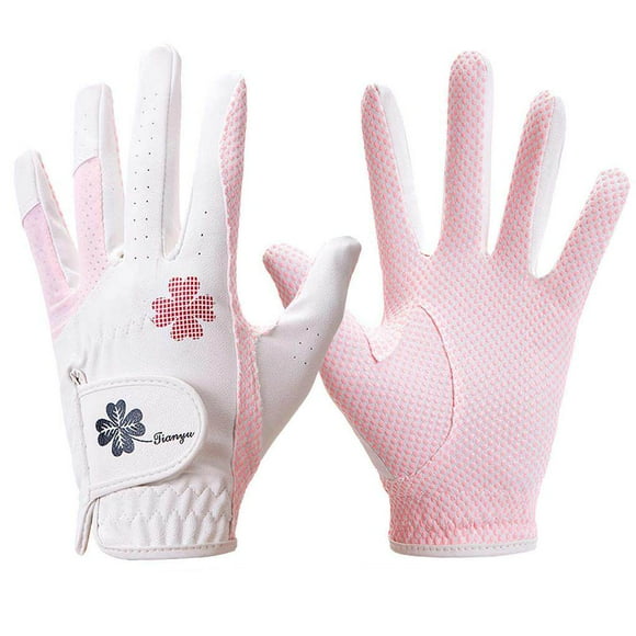 Guardoinrt One Pair Ladies Golf Gloves Anti Slip Leather PU Golf Gloves Soft Breathable Sports Golf Gloves for Golfing Cycling Outdoor
