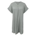 thumbnail image 4 of Puliio Summer Dresses for Women Short Sleeve V Neck Solid Color Ribbed Casual Daily Wear Mini Dress, 4 of 5