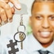 thumbnail image 2 of 2 Pcs Black Ring Set Puzzle Keychain Blanks Aniversity Gifts Men Blank Keychain Puzzle Piece Keychain Puzzle Keychain Couples, 2 of 3