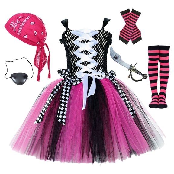 MuXiKeJi Clothes Halloween Gown Kids Court Style Fluffy Mesh Tutu Piece Multi-Layer Skirt Outfit for Holiday Party School Stage Performances Girls Halloween Gown