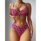 thumbnail image 2 of Traje de bikini Estampado Correas ajustables Cintura alta Elástico Transpirable Traje de baño de 2 piezas para fiesta en la piscina en la playa Rojo S, 2 of 6