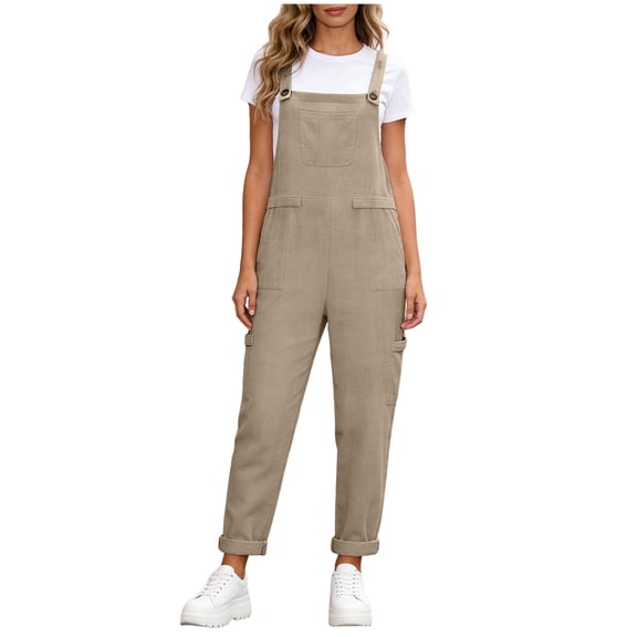 Women Linen Overalls Jumpsuits Loose Fit Baggy Bib Rompers Casual Summer Outfits Trendy 2025​​