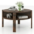 thumbnail image 1 of Patiojoy Round Coffee Table with 4 Side Compartments 2-Tier Circle Coffee Table Rustic Brown, 1 of 8