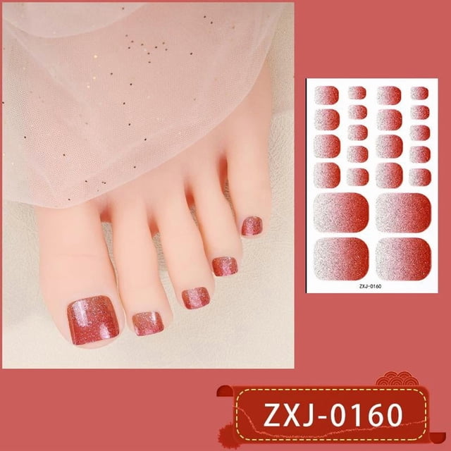22pcs Solid Color Toe Nail Sticker Wraps, Full Cover Self-Adhesive Toenail Polish Strips for DIY Summer Foot Decals, Long-Lasting & Easy Apply