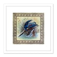 thumbnail image 1 of Blue Bird Winter Fishing River Nature Illustration 8X8 Inch Square Wooden Framed Wall Art Print Picture with Mount, 1 of 4