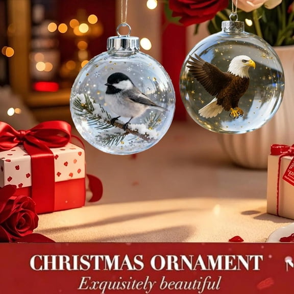 HAVELOR 3.15-inch Cardinal Acrylic Ornaments, Hand-Finished 3D Bird Designs for Holiday Decor, Elegant Christmas Tree and Year-Round Home Accents(E,1pcs)
