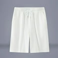 thumbnail image 3 of IYTR Mens Elastic Waist Drawstring Shorts Casual Solid Color Shorts with Pockets Travel Running Gym Short Pants (White,M), 3 of 4