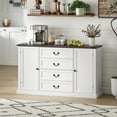 thumbnail image 2 of HOMCOM Buffet Bahut de 58 Pouces avec Station de Recharge Grain de Bois Blanc, 2 of 10