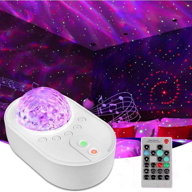 Proyector de cielo estrellado LED con luz nocturna, lámpara de proyección de olas del océano y galaxias con luces de colores, música Bluetooth y control remoto, regalo para habitación infantil y de b