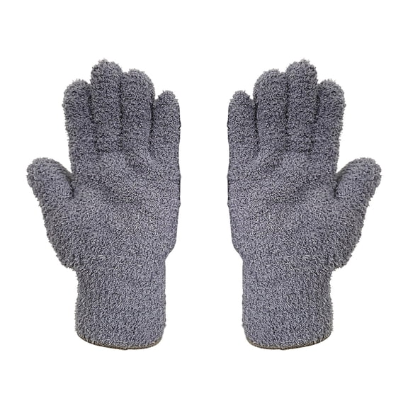 Microfiber Plant Dusting Gloves,Reusable Washable Cleaning Gloves,Reusable Lint-Free Cleaning Gloves,Full Finger House Cleaning Glove for Blinds, Window, Shutters, Furniture, and Car,(Gray,9.84 in)