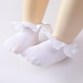 thumbnail image 2 of Female Baby Solid Color Cotton Socks Lace Ankle Socks Indoor Non-Slip Floor Socks Satin Ruffled Princess Knitted Socks For Children, 2 of 4