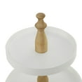 thumbnail image 4 of DecMode 16" x 24" White Wood  Tiered Server with Wood Post, 1-Piece, 4 of 7