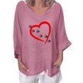thumbnail image 1 of Blusa suelta de verano con cuello en V y manga 3/4 para mujer Fridja  hj2057, 1 of 5