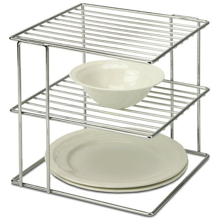 Organize It All 1824 2 Tier Chrome Wire Cabinet Corner Shelf