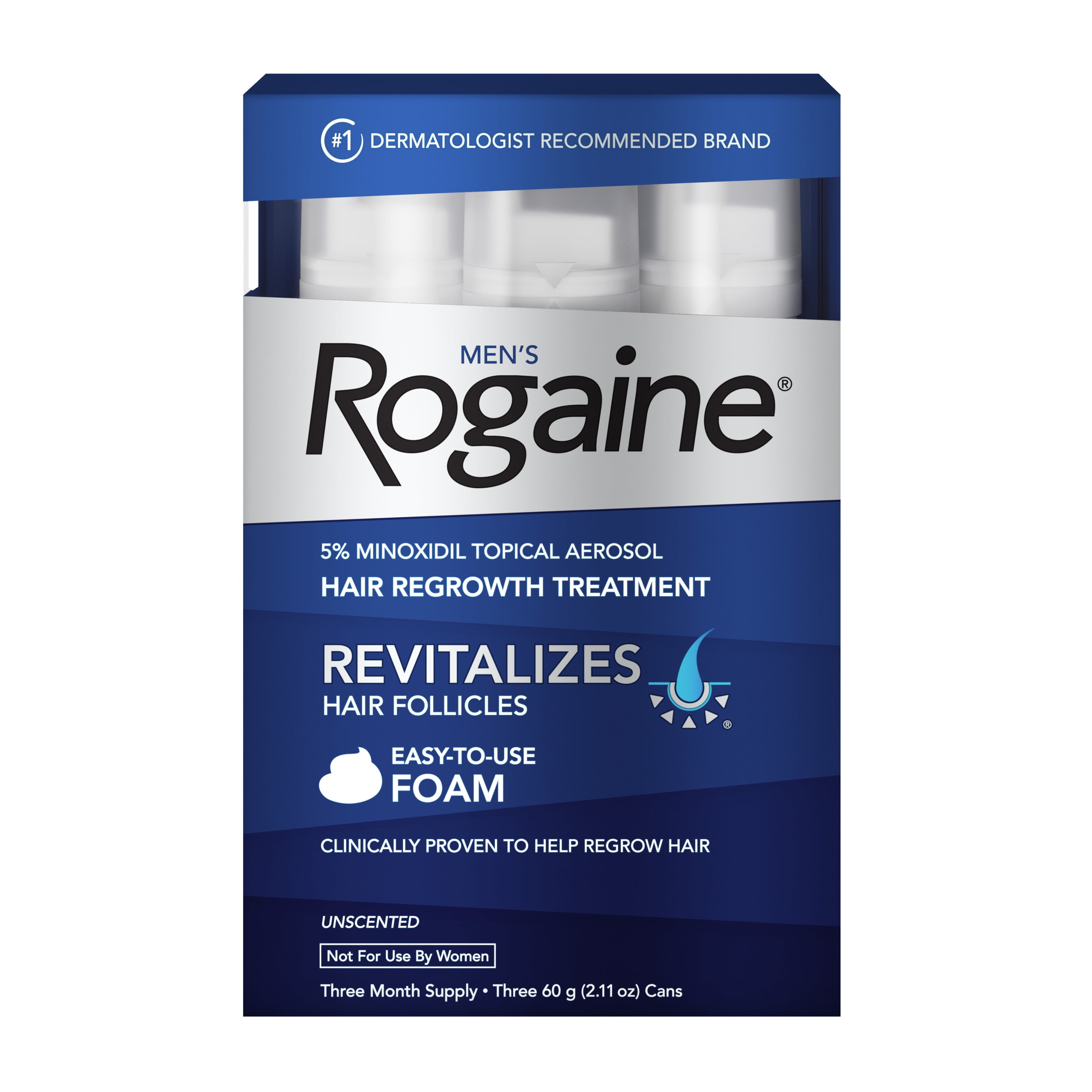 Men S Rogaine 5 Minoxidil Foam For Hair Regrowth 3 Month Supply