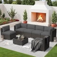 thumbnail image 2 of SUNCROWN 7-Piece Outdoor Patio Furniture Sofa Set All-Weather Wicker Sectional Conversation Set with Modern Glass Coffee Table and Cushions,Dark Grey, 2 of 9