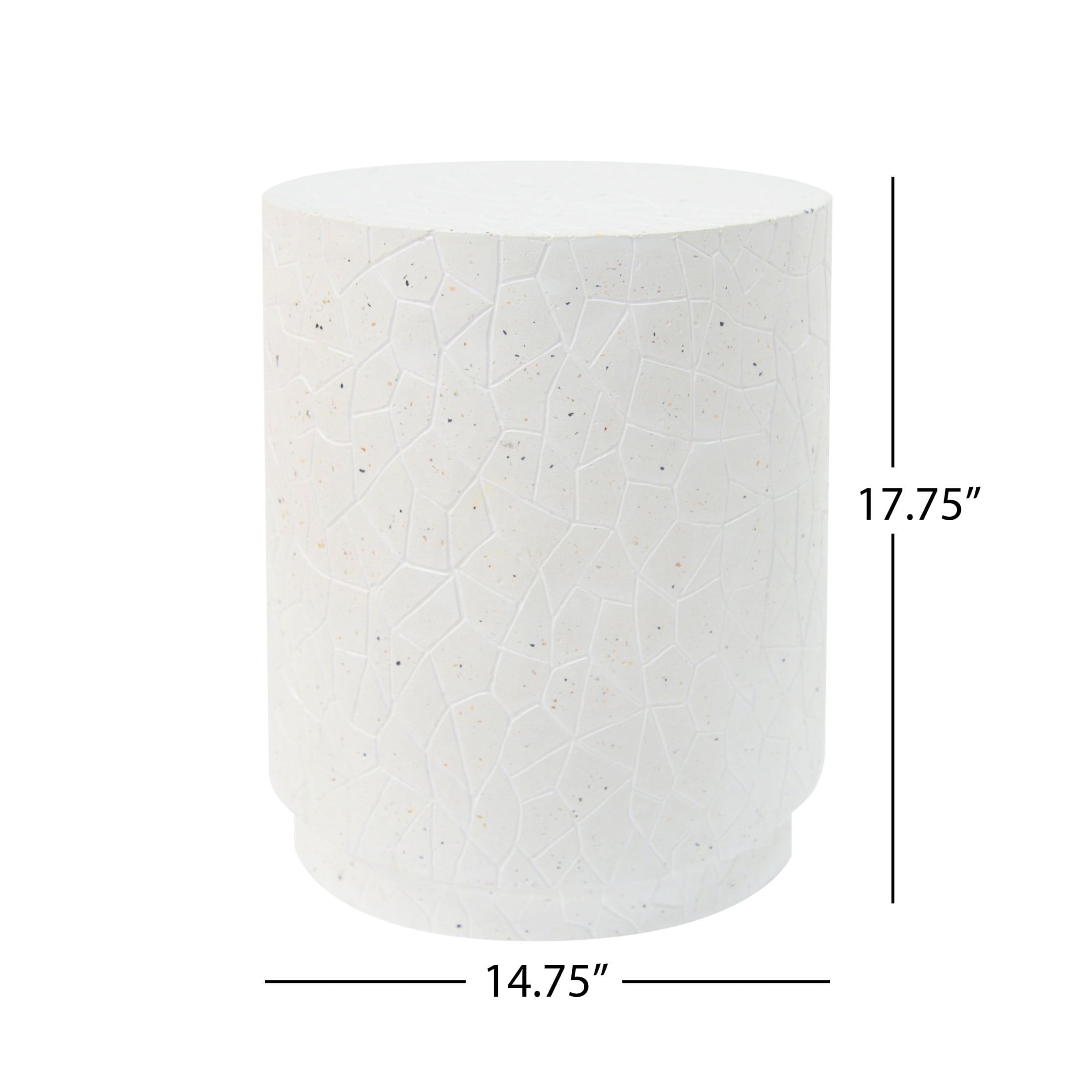 Morien Outdoor Patio Round Accent Table, Concrete, Terrazzo White