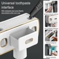 thumbnail image 2 of Wall Mounted Toothbrush Holder with Double Automatic Toothpaste Dispenser, Wall Mounted Toothbrush Holder, with 4 Toothbrush Slots, 2 Magnetic Cups, No Drilling, 2 of 5