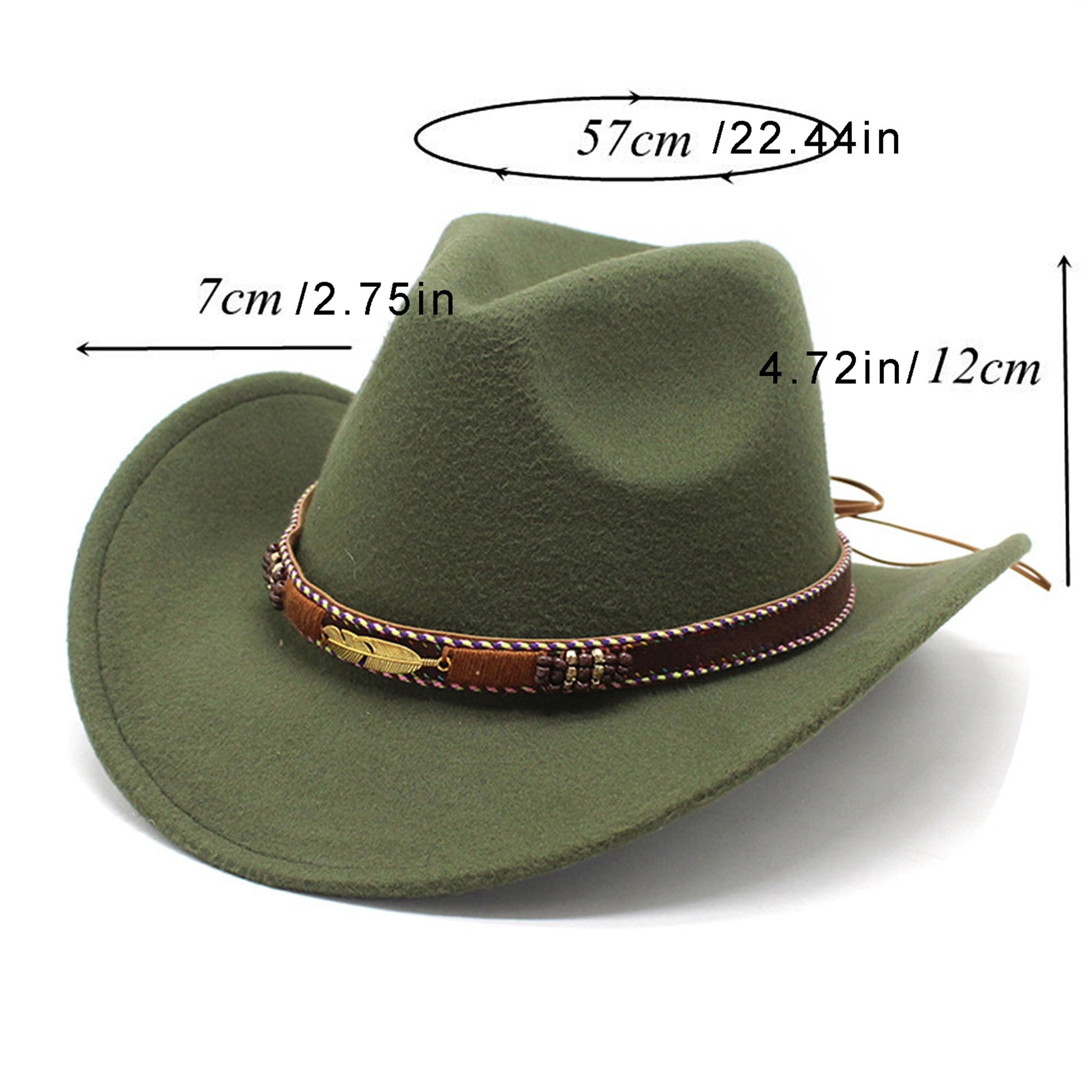 Western Cowboy Cowgirl Hat Felt Wide Brim Women Men Fedora  display picture 1