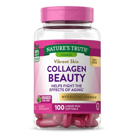 Collagen Beauty Supplement | 100 Liquid Max Softgels | Non-GMO & Gluten Free Pills | Hydrating Formula | by Natures Truth