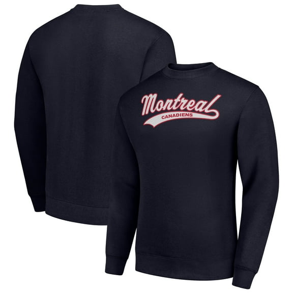 Men's Starter Navy Montreal Canadiens Tailsweep City Pullover Sweatshirt