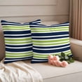 thumbnail image 2 of Navy Blue Green Striped Outdoor Waterproof Pillow Covers, Gradient Horizontal Lines Decorative Square Throw Pillowcase Sofa Cushion Sham for Patio/Couch/Chair, 20"x20" 2 Pack, 2 of 8