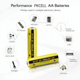 thumbnail image 2 of PKCELL AA Nicd Rechargeable Batteries 1.2V 1000mAh, 20Pcs Button Top Double A Remote Control Battery, 2 of 4