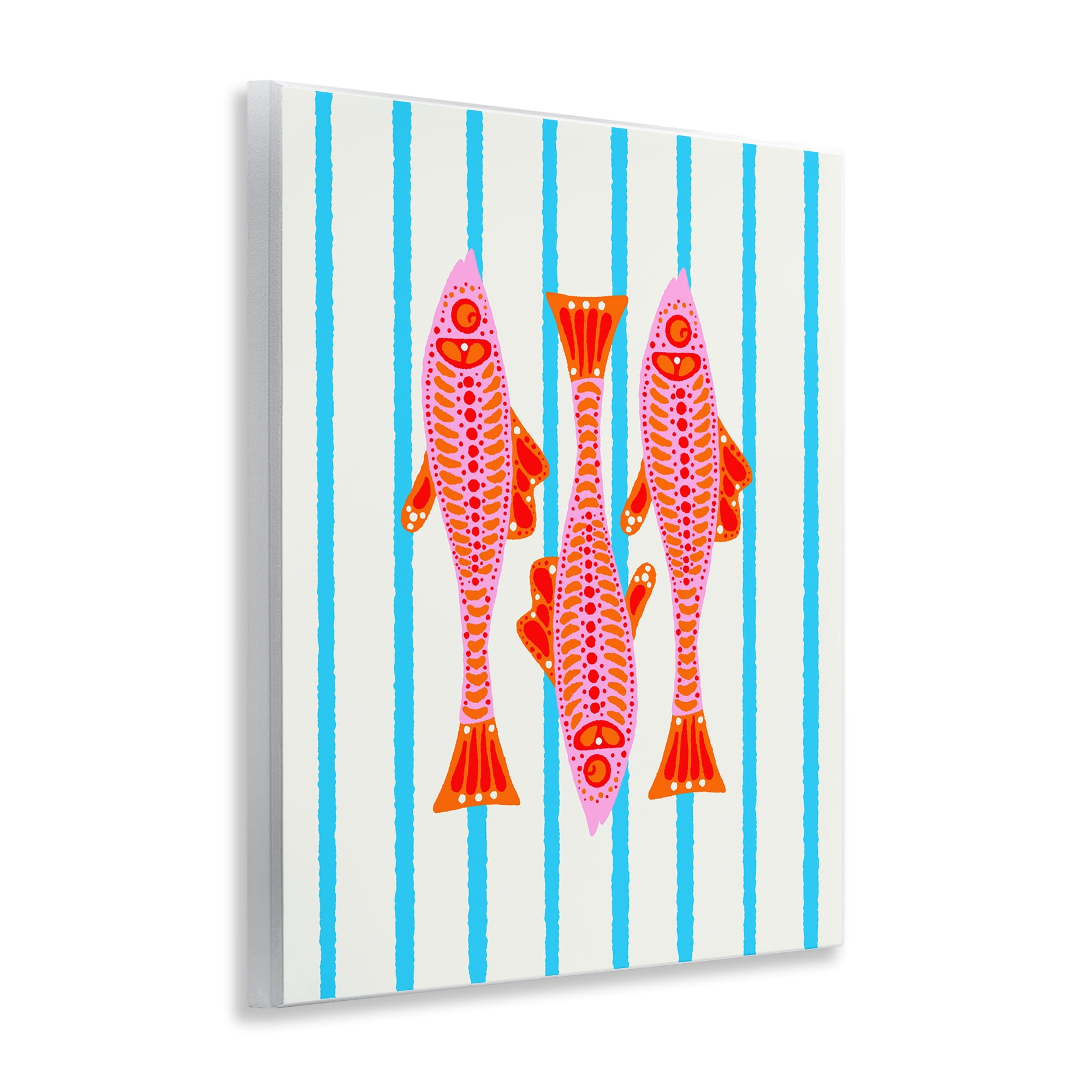Stupell Industries Bright Aquatic Fish on Stripes Wall Plaque Art, design by Indira Prieto | IndySign