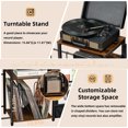 thumbnail image 6 of Vinyl Player Stand, Adjustable Guitar Stand for Acoustic Guitar, Violin, 3-Tier Turntable Stand with Vinyl Storage, Holds Up to 150 Albums, Retro Media Console Table for Living Room, 6 of 7