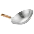 thumbnail image 2 of Stainless Steel Cooking Wok Frying Pan Traditional Design with Wooden Handle, 2 of 8