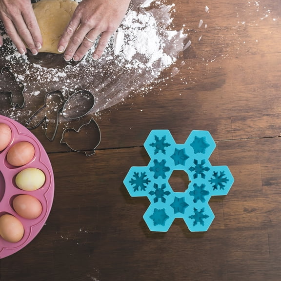 EXHUMKY Flexible Ice Cube Molds Blue for Baking and Ice Making 2Pcs