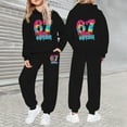 thumbnail image 2 of Kids Outfits Set 6 7 Six Seven Letter Outfits Set Comfortable Child Toddler Boys Girls Long Sleeve Solid Warm Hoodie Pullover Tops Pants Kids Outfits Sweat Suit Black 160(13-14 Years), 2 of 9