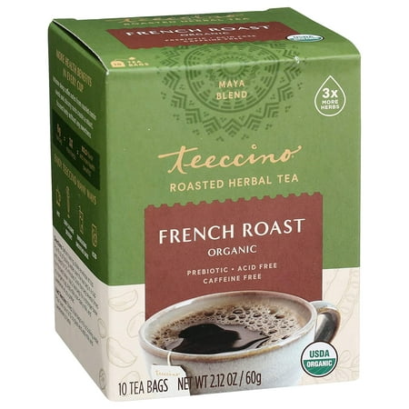 Teeccino Organic Chicory Herbal Tea French Dark Roast 10 Tea Bags