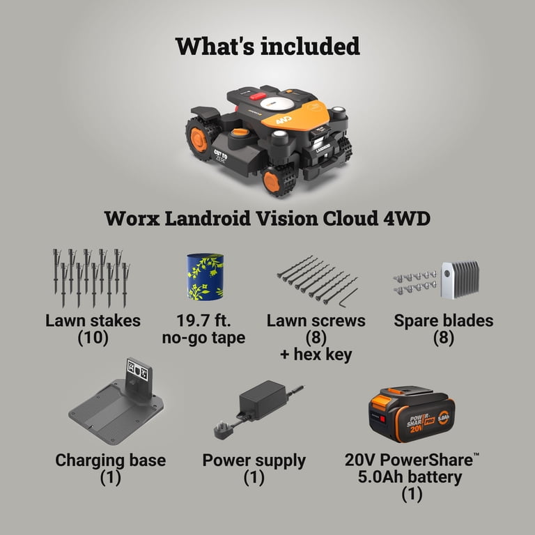 Worx, Robotic Lawn Mower, WR344, 4WD 1 Acre, Vision Cloud Tech