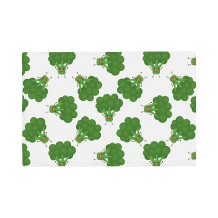 

Table Placemats Set of 6 - Bright broccoli cartoon funny 12x18 In Faux Linen Double Heat Resistant Place Mats Cloth Indoor/Outdoor Placemats Washable Table Mats for Dining Kitchen Party