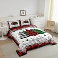 thumbnail image 2 of Xmas Tree Comforter Set King Size,Merry Christmas Quilt Set,New Year Theme Plaid Print Bedding Set Bedroom Decor, 2 of 6