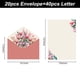 thumbnail image 2 of Juego de papelería y sobres, diseño de flores, 40 papeles de papelería y 20 sobres para escribir cartas, regalo de cumpleaños, 2 of 5